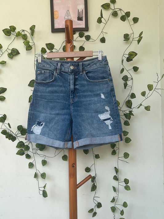 M&S Denim Shorts – Distressed Blue