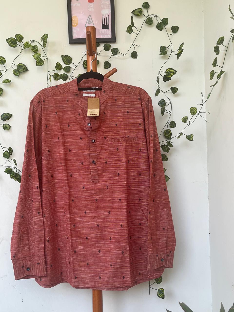Fabindia Orange Speckled Cotton Kurta