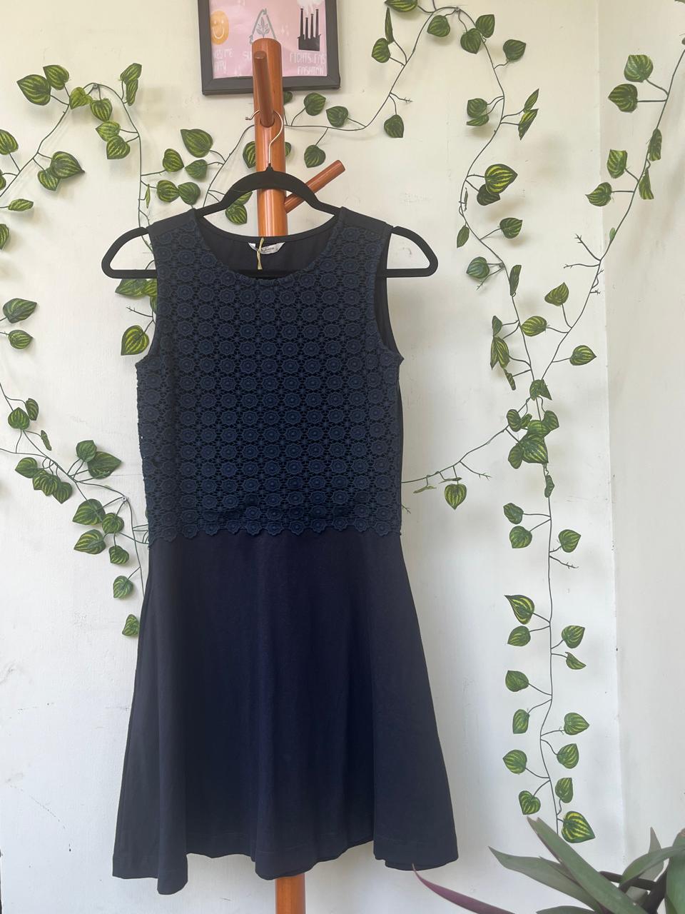 Mrs Taken Navy Lace Fit-and-Flare Dress