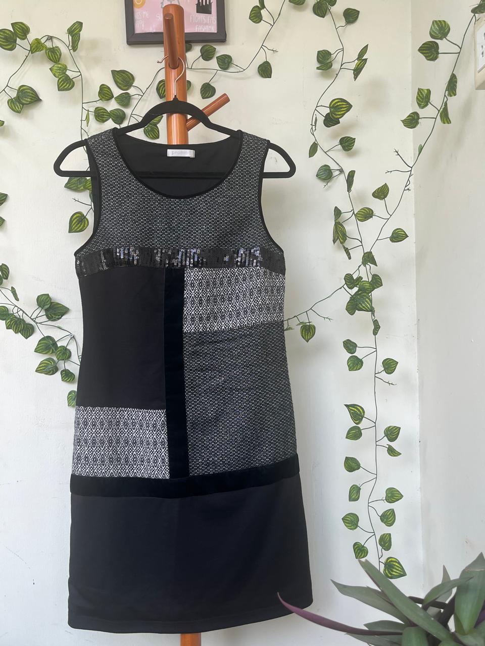 Pramod Black Patchwork Sleeveless Dress
