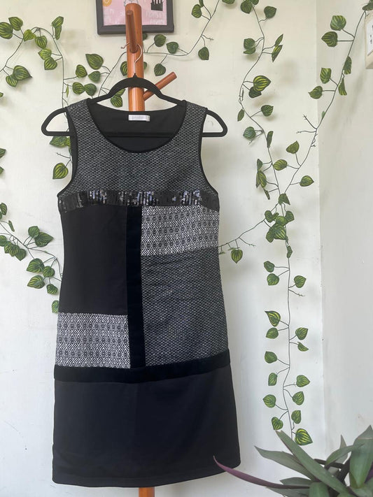 Pramod Black Patchwork Sleeveless Dress