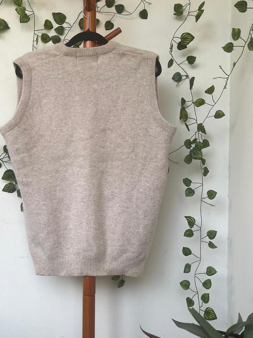 Manhattan Beige V-Neck Sweater Vest