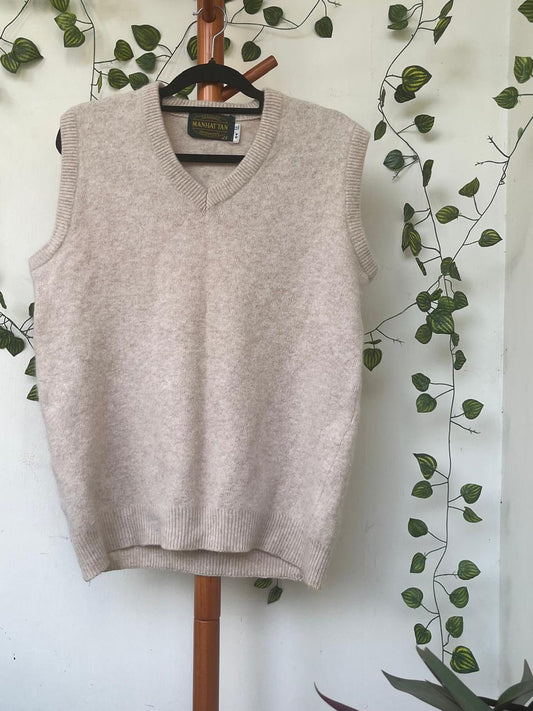 Manhattan Beige V-Neck Sweater Vest