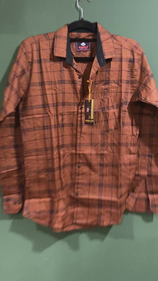 Brown Checked Casual Shirt
