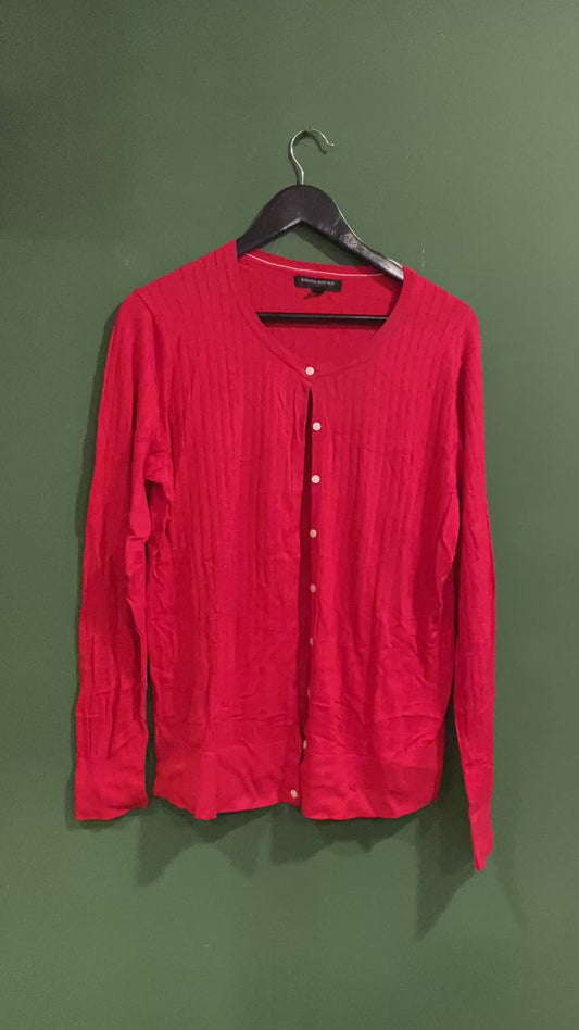 Bright Red Button Cardigan
